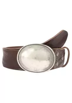 Кожаный ремень LIFEBURG by showroom 019° со сменной застежкой "Oval Curved Silver" Rettungsring By Showroom 019°, коричневый