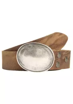 Кожаный ремень LIFEBURG by showroom 019° со сменной застежкой "Oval Curved Silver" Rettungsring By Showroom 019°, цвет Cognac