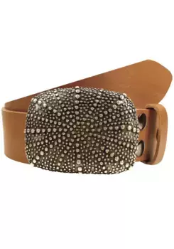 Кожаный ремень LIFEBURG by showroom 019° со сменной застежкой "Strahl Noppen Silver" Rettungsring By Showroom 019°, цвет Cognac