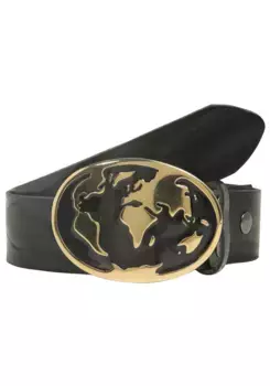 Кожаный ремень LIFEBURG by showroom 019° со сменной застежкой "World Black/Gold" Rettungsring By Showroom 019°, черный