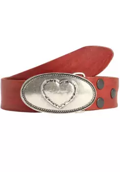 Кожаный ремень LIFEBURG by showroom 019° со сменной застежкой "Сердце Овал" Rettungsring By Showroom 019°, красный
