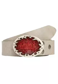 Кожаный ремень LIFEBURG by showroom 019° со сменной застежкой "Flame Oval Red" Rettungsring By Showroom 019°, серый