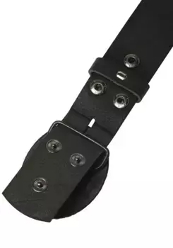 Кожаный ремень LIFEBURG by showroom 019°, застежка "Grmitz Black Satin Finished with Swarovski Crystal" Rettungsring By Showroom 019°, черный