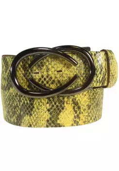 Кожаный ремень LIFEBURG by showroom 019° "Змеиный желтый" со сменной застежкой "The Elegant Black" Rettungsring By Showroom 019°, желтый