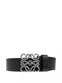 Кожаный ремень LOEWE Anagram-plate, черный
