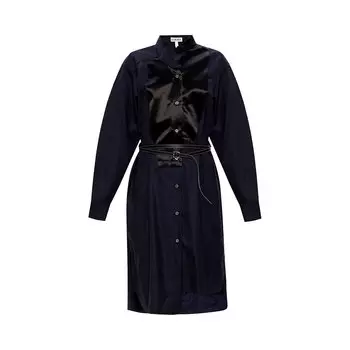 Кожаный ремень Loewe Asym для платья-рубашки, темно-синий