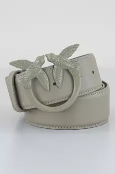 Кожаный ремень Love Berry с металлической пряжкой Pinko, серый