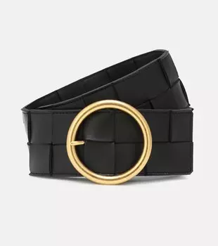 Кожаный ремень Maxi Intrecciato Bottega Veneta, черный