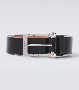Кожаный ремень McQueen, Black/Silver