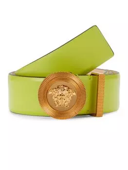 Кожаный ремень Medusa Biggie Versace, цвет Citron