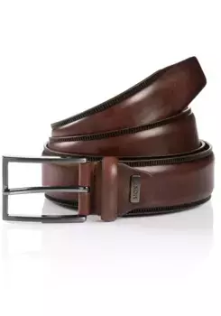 Кожаный ремень MONTI "PORTLAND", из прочной и долговечной натуральной яловой кожи, слегка изогнутый, коричневый