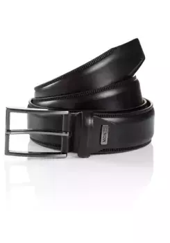 Кожаный ремень MONTI "PORTLAND", из прочной и долговечной натуральной яловой кожи, слегка изогнутый, черный