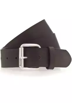 Кожаный ремень MUSTANG с надписью-логотипом на застежке, коричневый