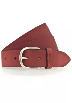 Кожаный ремень MUSTANG с тиснением логотипа MUSTANG на петле, красный
