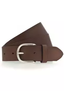 Кожаный ремень MUSTANG с тиснением логотипа MUSTANG на петле, коричневый