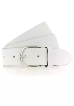 Кожаный ремень MUSTANG с тиснением логотипа MUSTANG на петле, белый