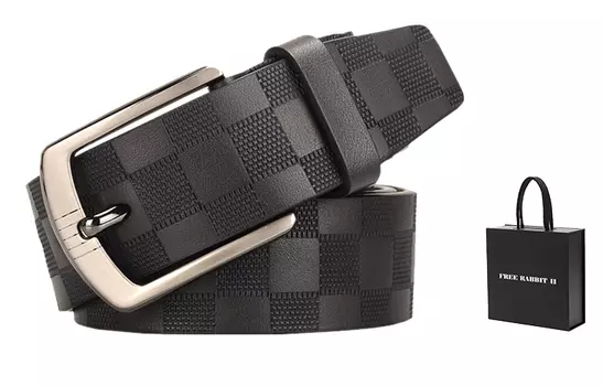 Кожаный ремень мужской FREE RABBIT, Black+Box Limited Edition