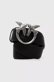 Кожаный ремень Pinko с логотипом, черный