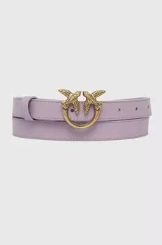 Кожаный ремень Pinko с логотипом, фиолетовый