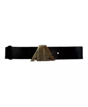 Кожаный ремень R с металлическим логотипом Aniye By, черный