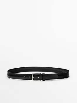 Кожаный ремень с эффектом потертости Massimo Dutti, черный