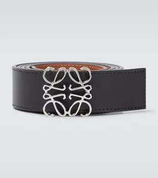 Кожаный ремень с анаграммой Loewe, черный