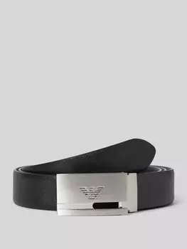 Кожаный ремень с этикеткой Emporio Armani, черный