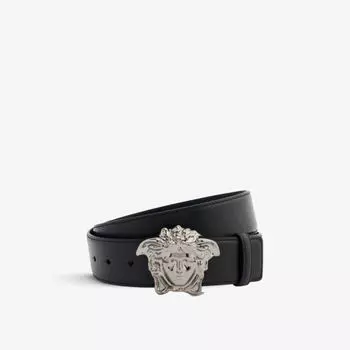 Кожаный ремень с бляшкой Medusa Versace, черный