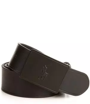 Кожаный ремень с бляшкой Polo Ralph Lauren Pony Plaque, черный