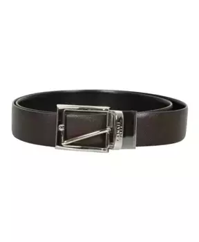 Кожаный ремень с гравировкой Canali, черный