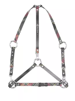 Кожаный ремень с клетчатым узором и заклепками Vivienne Westwood, черный