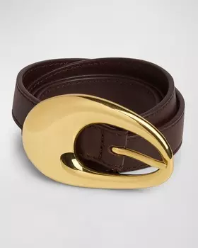 Кожаный ремень с латунной пряжкой Bottega Veneta