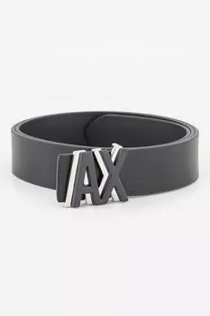 Кожаный ремень с логотипом Armani Exchange, черный