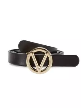 Кожаный ремень с логотипом Baby Mario Valentino, черный