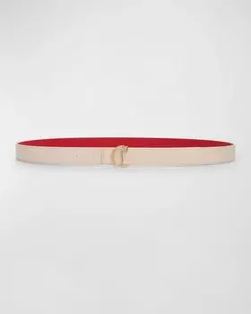 Кожаный ремень с логотипом CL Christian Louboutin, цвет Leche/Gold