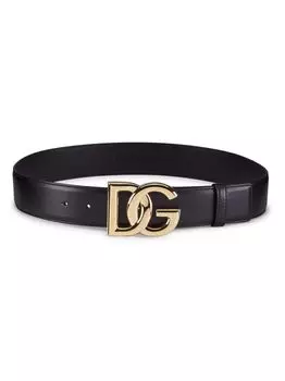 Кожаный ремень с логотипом DG DOLCE&GABBANA, неро