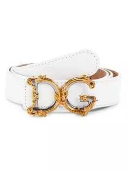 Кожаный ремень с логотипом Dolce & Gabbana, белый