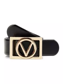 Кожаный ремень с логотипом Dolly Mario Valentino, черный