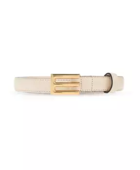 Кожаный ремень с логотипом Etro, бежевый