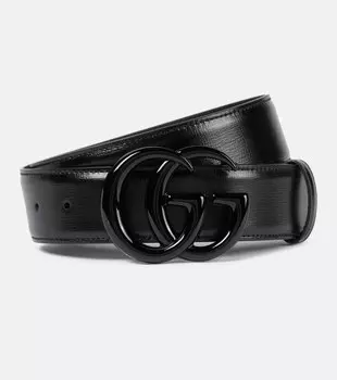 Кожаный ремень с логотипом GG Marmont Gucci, черный
