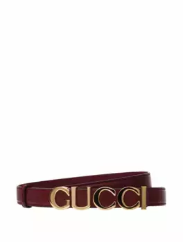 Кожаный ремень с логотипом Gucci, бордовый