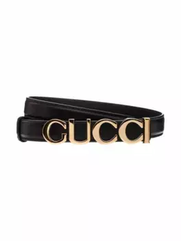 Кожаный ремень с логотипом Gucci, черный