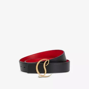 Кожаный ремень с логотипом и пряжкой Christian Louboutin, черный