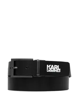 Кожаный ремень с логотипом Karl Lagerfeld, черный