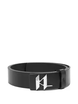 Кожаный ремень с логотипом KARL LAGERFELD, черный