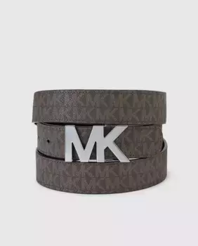 Кожаный ремень с логотипом Michael Kors, темно-коричневый
