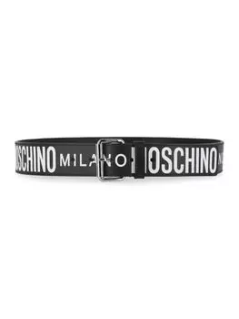 Кожаный ремень с логотипом Moschino, черный