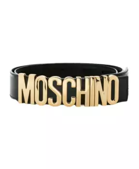 Кожаный ремень с логотипом Moschino, черный