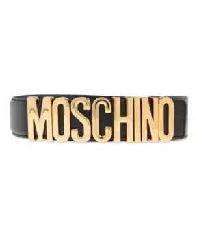 Кожаный ремень с логотипом Moschino, черный