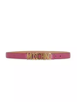 Кожаный ремень с логотипом Moschino, фуксия